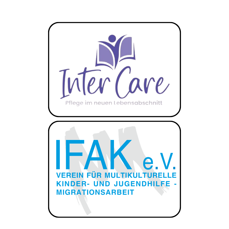 Zwei Logos: Inter Care und IFAK e.V. für soziale Dienste.